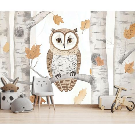 Fototapete Eule Bäume Wald, für Kinderzimmer, 150 x 105 cm – Komplettset inkl. Kleister & Anleitung (1/5)