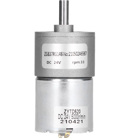 Moteur à engrenages DC 24V avec arbre de 37mm de diamètre, moteur électrique micro à réduction de vitesse ZGB37RG 33R‑24V (1/5)
