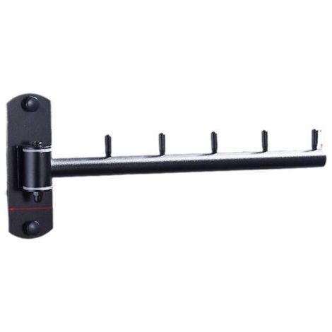 noir Cintre à Vêtements en Acier Inoxydable avec Bras Pivotant Barres de Support Porte Cintre Mural avec 5 crochets Pour vêtements Crochets Pour Organiseur de Rangement Chambre et Salle de bain