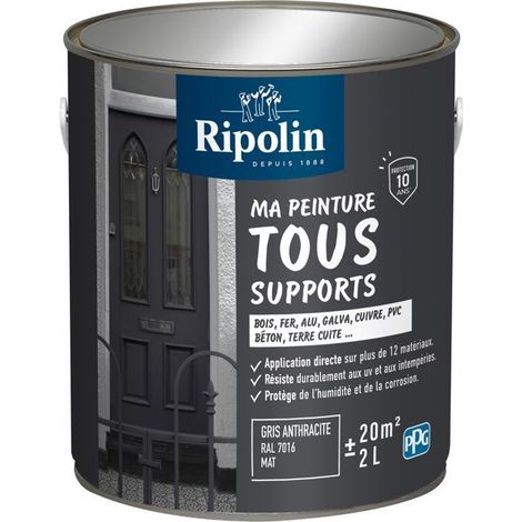 Multi-surface paint - Anthracite grey - RAL 7016 - Matte - Ripolin - 2L (1/5)