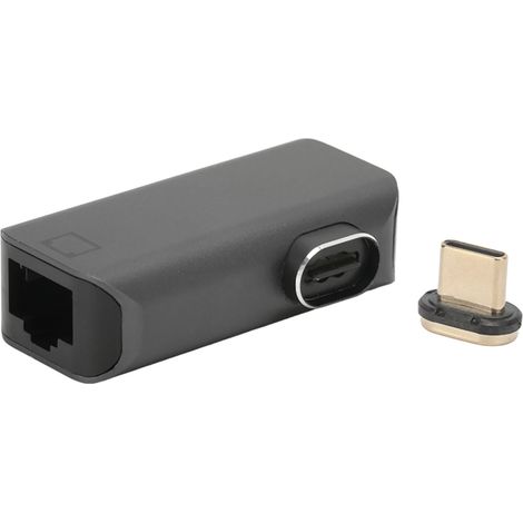 Adaptateur RJ45 vers USB-C en alliage d'aluminium 24 broches plaqué or, stable et haute vitesse, pour ordinateur portable, téléphone et TV. (1/5)