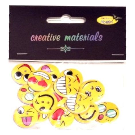 Botones decorativos con forma de emoji de 20 mm, 15 unidades
