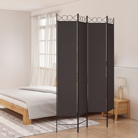 Furniture Limited - Biombo divisor de 4 paneles de tela marrón (1/5)