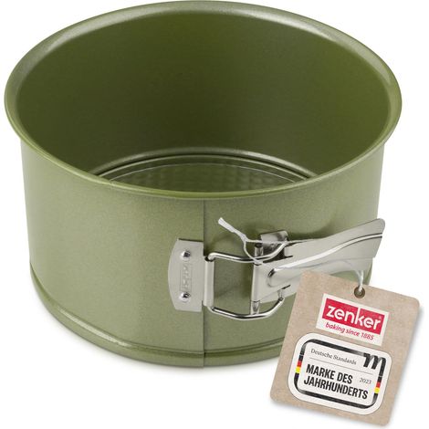 Zenker Stampo Tortiera Panettone Apribile a 1 Fondo con cerniera Ø18 x 10 cm Fetta Alta, in Acciaio Rivestimento Antiaderente in Cera di Carnauba, Colore Verde Oliva, Linea Green Vision