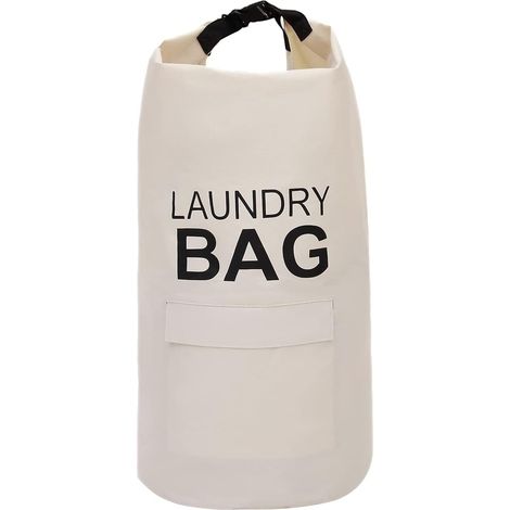 panier à linge suspendu beige 71L en tissu avec poignée - Oxford (1/5)