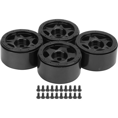 4 pcs jantes en alliage d'aluminium RC pour Axial SCX24 C10 JLU B-17 1/24 - pièces de rechange noir (1/5)