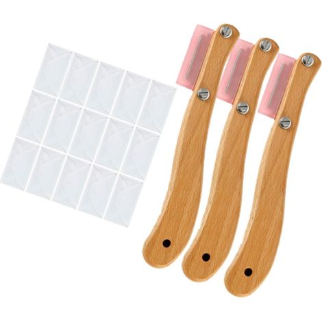 Couteau à Pain Inoxydable 304 avec Manche en Bois Incurvé, Trancheuse à Pâte Amovible, 5 Lames Remplaçables, Ensemble 3 Pièces, Ustensile Cuisine pour Découpe Précise de Pain (1/5)