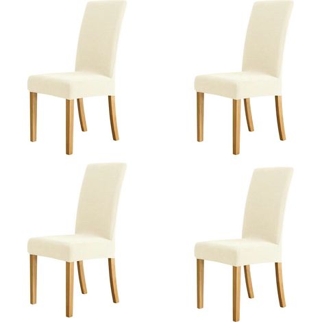 Funda de silla gruesa de color beige de 4 piezas, adecuada para diversas escenas, hogar, hotel, restaurante, oficina. (1/3)