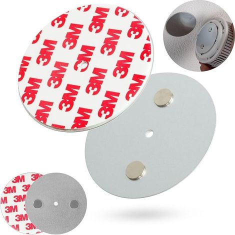 Magnetic Holder for Smoke Detectors, Diameter 70 mm, Can Be Bonded or Screwed, Adhesive Pad CO Detector, Fire Detector Holder (1/5)