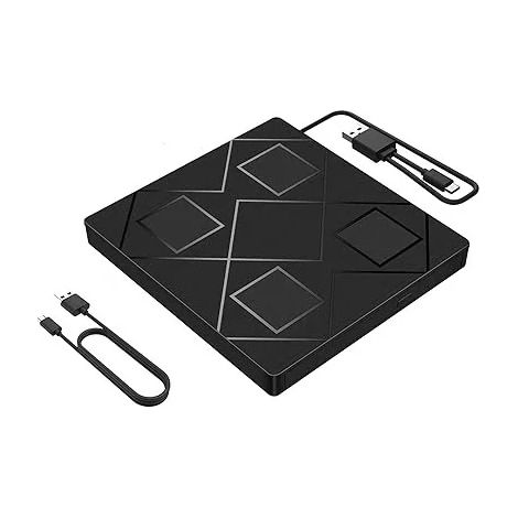 Ce lecteur CD/DVD externe portable 5 en 1 est doté de deux ports USB, d'un emplacement pour carte TF/SD et d'un graveur CD/DVD +/-RW USB 3.0. (1/5)