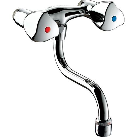 Delabie – Mélangeur évier mural 110 mm – Filetage M1/2' – Débit régulé 3 L/min – Bec orientable 120 mm – Laiton chromé pour installations murales