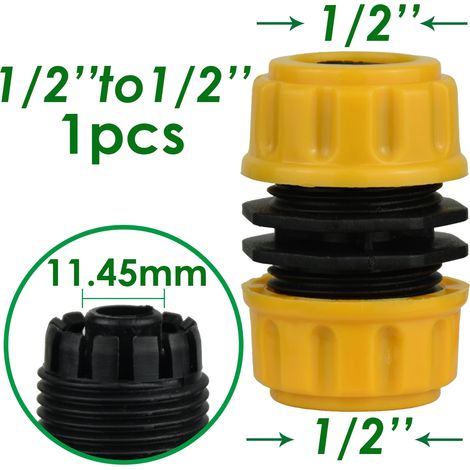 Raccord rapide pour tuyau d'arrosage (1/2 pouce à 1/2 pouce) - Rallonge de tuyau 25/20/16 mm - Joint de réparation pour système d'irrigation (1/5)