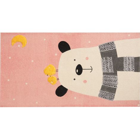 Alfombra de algodón rosa beige claro gris amarillo 80 x 150 cm oso Tapak