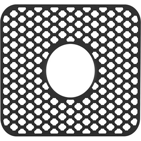Tapis d'évier de cuisine en silicone – Tapis d'évier en maille antidérapant et résistant aux rayures pour sécher la base du robinet – Noir (1/5)
