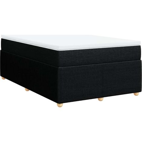 Lit double Lit adulte Sommier à lattes de lit avec matelas noir 120x190 cm tissu