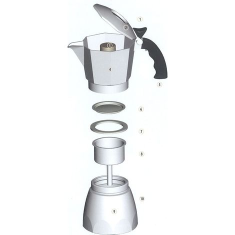 TrAdE Shop Traesio - Kit Set Ricambio Ricambi Moka Caffettiera Filtro Guarnizione Imbuto Tazze - -Moka 3 tazze -