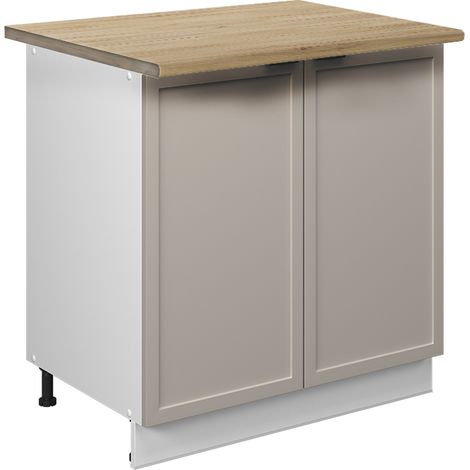 Spülenunterschrank Fame-Line, GrauBeige, 80 cm mit Regal, AP Eiche, Vicco