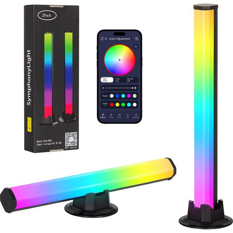 Lot de 2 Lampes Gaming RGB LED, Éclairage Bureau avec Effets Multiples, Sync Musique TV, Contrôle APP, Lampe d'Ambiance pour TV, PC, Décoration Chambre (1/5)