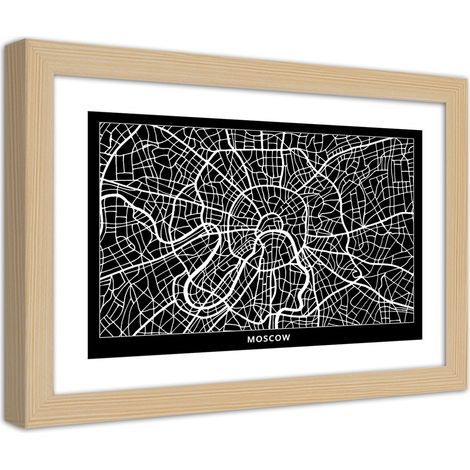 Quadro con cornice, Carta della città di Mosca - 100x70 (1/5)
