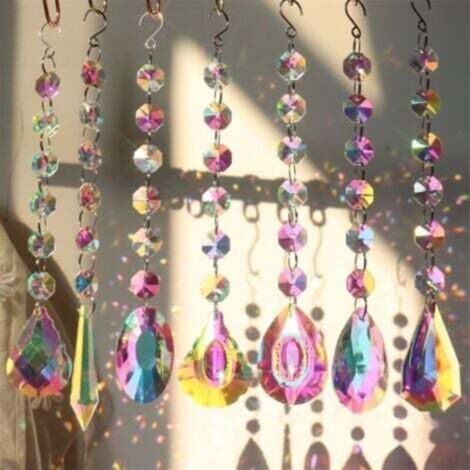 Pendentifs Suncatcher en Cristal avec Perles de Chakra [Ensemble de 3] Rainbow Maker Suspendus Fenêtre, Jardin (1/3)
