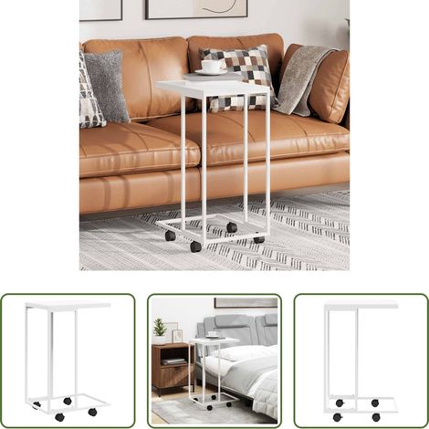 C-Design Beistelltisch - Beistelltisch mit Rollen Weiß 40x30x63,5 cm Holzwerkstoff (1/5)
