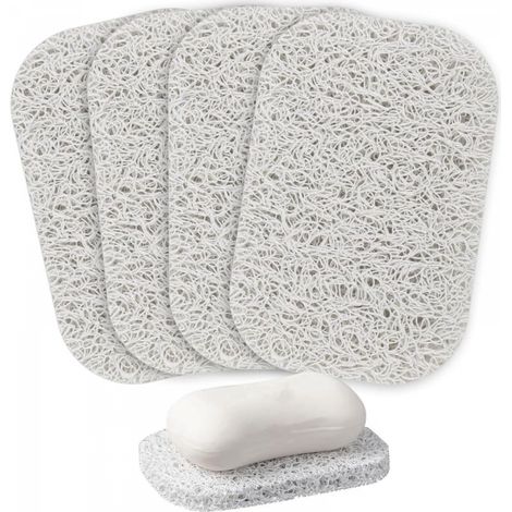 Lot de 4 patins de levage pour porte-savon, porte-savon pour douche, cuisine, salle de bain, voyage, hôtel, fournitures de nettoyage (1/5)