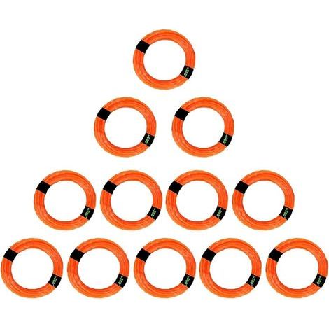 Lot de 12 fils universels en nylon pour débroussailleuse et débroussailleuse - 2,4 mm x 56 m - Carré - Fil de rechange pour bobines de débroussailleuse (1/5)