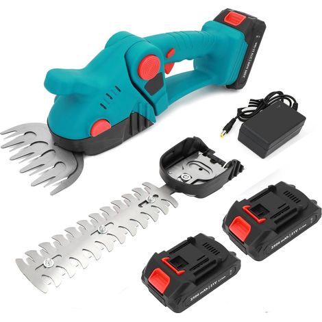 Akku Strauchschere 2-in-1 – kabelloser Heckenschneider mit 2 Akkus, 21V Motor mit 1300 U/min, 2-in-1 Klinge (Gras und Hecke), 90° drehbarer Kopf, Sicherheitsschloss, inkl. 2 Akkus (1/5)
