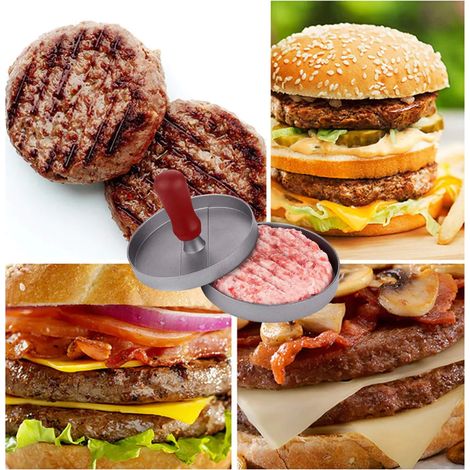 Prensa para hamburguesas de aluminio fundido con revestimiento antiadherente de 12 cm, ideal para hamburguesas de barbacoa, hamburguesas con queso y hamburguesas vegetarianas. (1/4)