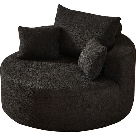 Poltrona in Chenille, Senza Montaggio, Schienale con Cuscino Cilindrico, Nero 33 x 33 x 133 cm (1/5)