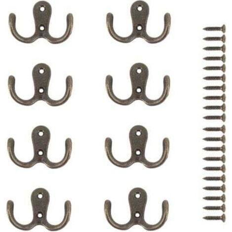 (Bronze)8 Pièces Crochet a Vis Double Métal Crochets et Patères Rangement pour la Maison étagères Tiroirs Casiers Bain (1/4)