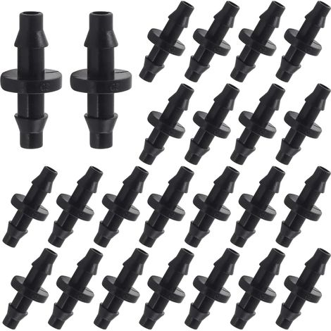 50 raccords cannelés pour irrigation goutte à goutte, raccords droits pour tuyaux de système d'irrigation automatique de 1/4 pouce (1/5)