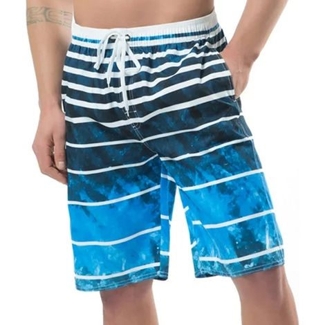 1 short de bain grande taille, coupe oversize, cordon de serrage, poche latérale, rayé, doublure en maille, pour homme (1/5)