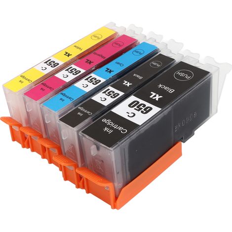 Cartouche d'encre pour imprimante PIXMA MG5460, MG5560, MG5660, MG6360, MG6460 et MG6660 (5 couleurs : noir, noir, cyan, jaune).
