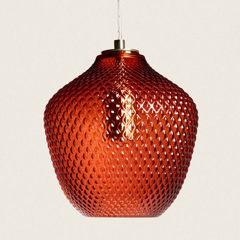 Lámpara Colgante Metal y Cristal Red Stiklu Rojo