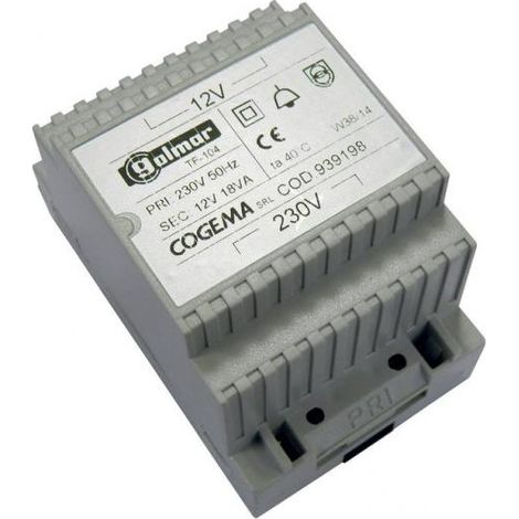 Transformateur 12 VCA – 18 VA – 3 modules pour tableau électrique – Alimentation stable et fiable pour projets techniques – Golmar - gtf104 (1/2)