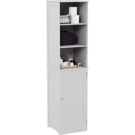 Priano 1 Door 2 Shelf Tallboy Freestanding Bathroom Cabinet Cupboard, White (1/5)