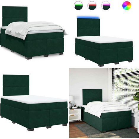 Giroletto a Molle con Materasso Verde Scuro 120x190 cm Velluto - Materasso a molle insacchettate - Letto con testiera regolabile