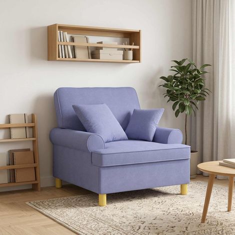vidaXL Fauteuil XL avec coussins Bleu denim Tissu (1/5)
