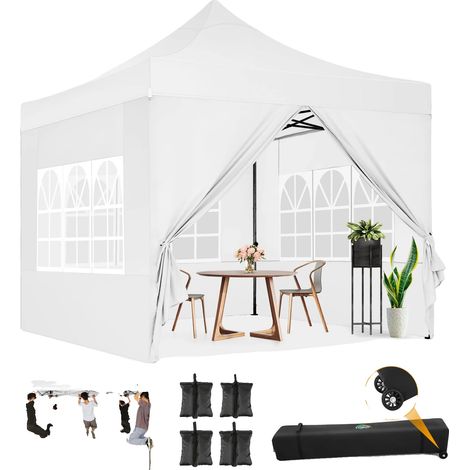 Caseta de jardín con protección UV, diseño impermeable, altura regulable, color blanco. (1/2)