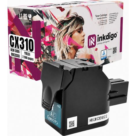Toner Inkdigo 80C2SC0 compatibile con Lexmark CX310dn CX410German CX510dhe, certificato TÜV. (1/5)