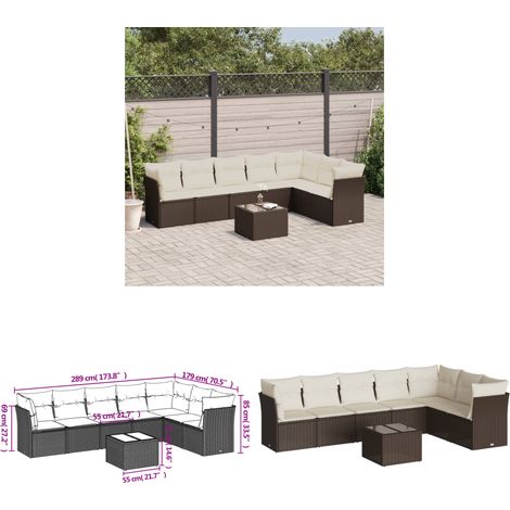 vidaXL Salon de jardin 8 pcs avec coussins marron résine tressée (1/3)