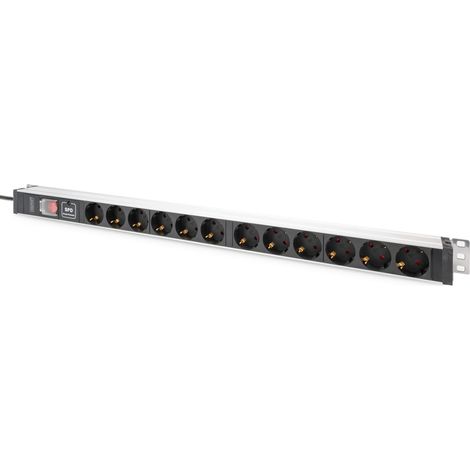 DIGITUS DN-95435 - Presa multipla - 12 prese - Con interruttore e protezione da sovratensioni - Installazione verticale in armadio di rete o server (1/5)