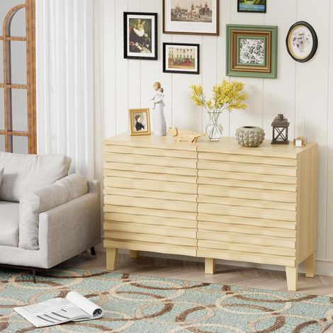 UEV Commode à 6 Tiroirs 120cm, Stockage de Grande Capacité, Meuble Rangement avec Plafond Spacieux, pour Chambre à Coucher, Salon, Pieds en Bois Massif, Motif Bois, 120x40x80,5cm, Marron (1/5)