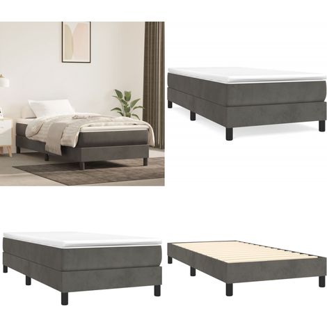 Bettgestell ohne Matratze Dunkelgrau 90x200 cm Samt - Samtbett - Doppelbett - Boxspringbetten - Betten Günstig - Nachttisch - Home & Living (1/5)