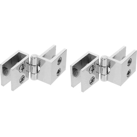 Charnières de porte d'armoire en verre en alliage de zinc, 2 pièces, argentées, non perforées (1/5)