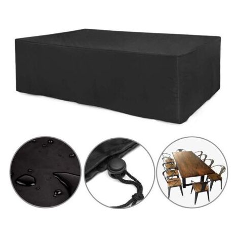 Housse de Protection Housse de Meuble Housse Salon de Jardin Bâche de Protection Étanche Tissu Housse de Table Extérieur avec Corde et Boucle Verrouillage Noir 125 x 125 x 71cm (1/5)
