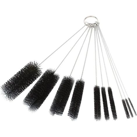 Ensemble de 10 brosses de nettoyage, goupillons tubulaires en nylon de 21 cm (8,2 pouces), cure-pipes pour pailles, verres, claviers et bijoux. (1/5)