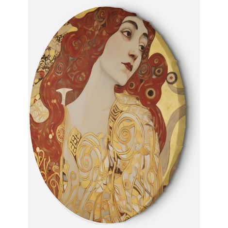 Tableau sur toile Image circulaire - Femme aux cheveux longs - G. Klimt 40x40 (1/5)