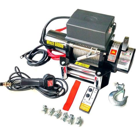 Varan Motors – Treuil électrique 12V 2721KG 3300W – Câble 20m Ø7.2mm – Télécommande filaire et sans fil – Moteur puissant pour terrains difficiles